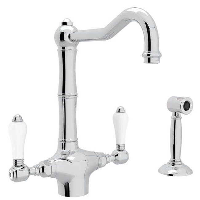 ROHL A1679LPWSAPC-2 Acqui Two Handle Kitchen Faucet With Side Spray In Polished Chrome