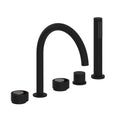 ROHL EC06D5IWMBN Eclissi 5-Hole Deck Mount Tub Filler With C-Spout In Matte Black/Satin Nickel