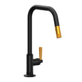 ROHL MB7956LMMBG Graceline Pull-Down Kitchen Faucet With U-Spout In Matte Black/Satin Gold