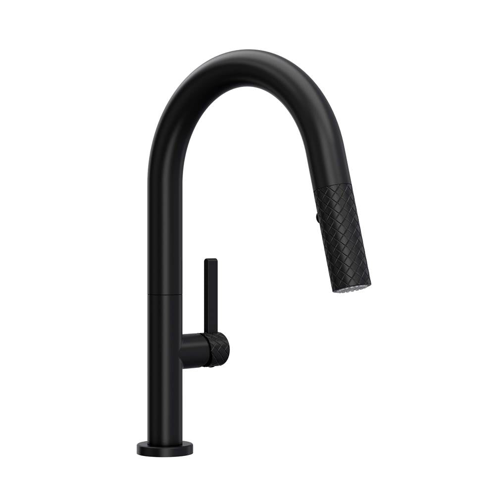 ROHL TE65D1LMMB Tenerife Pull-Down Bar/Food Prep Kitchen Faucet With C-Spout In Matte Black