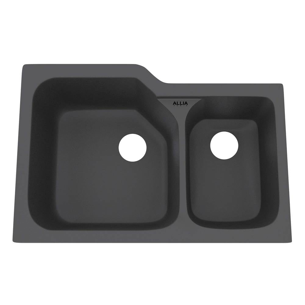 ROHL 6337-04 Allia 33" Fireclay 2 Bowl Undermount Kitchen Sink In Satin Grey