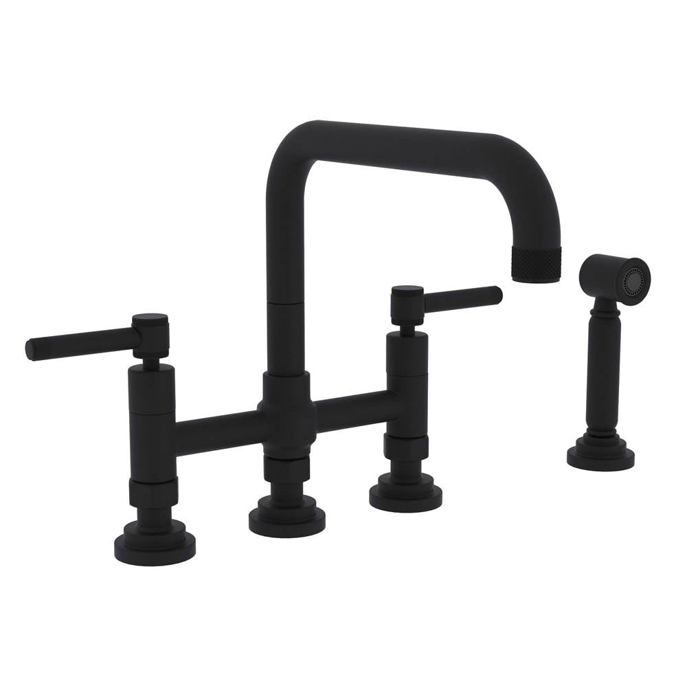 ROHL A3358ILWSMB-2 Campo Bridge Kitchen Faucet With Side Spray In Matte Black