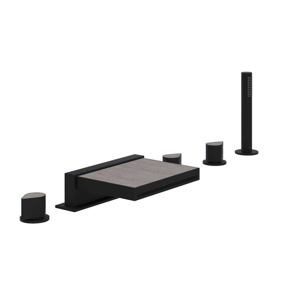 ROHL MI05D5WBMB Miscelo 5-Hole Deck Mount Tub Filler In Matte Black