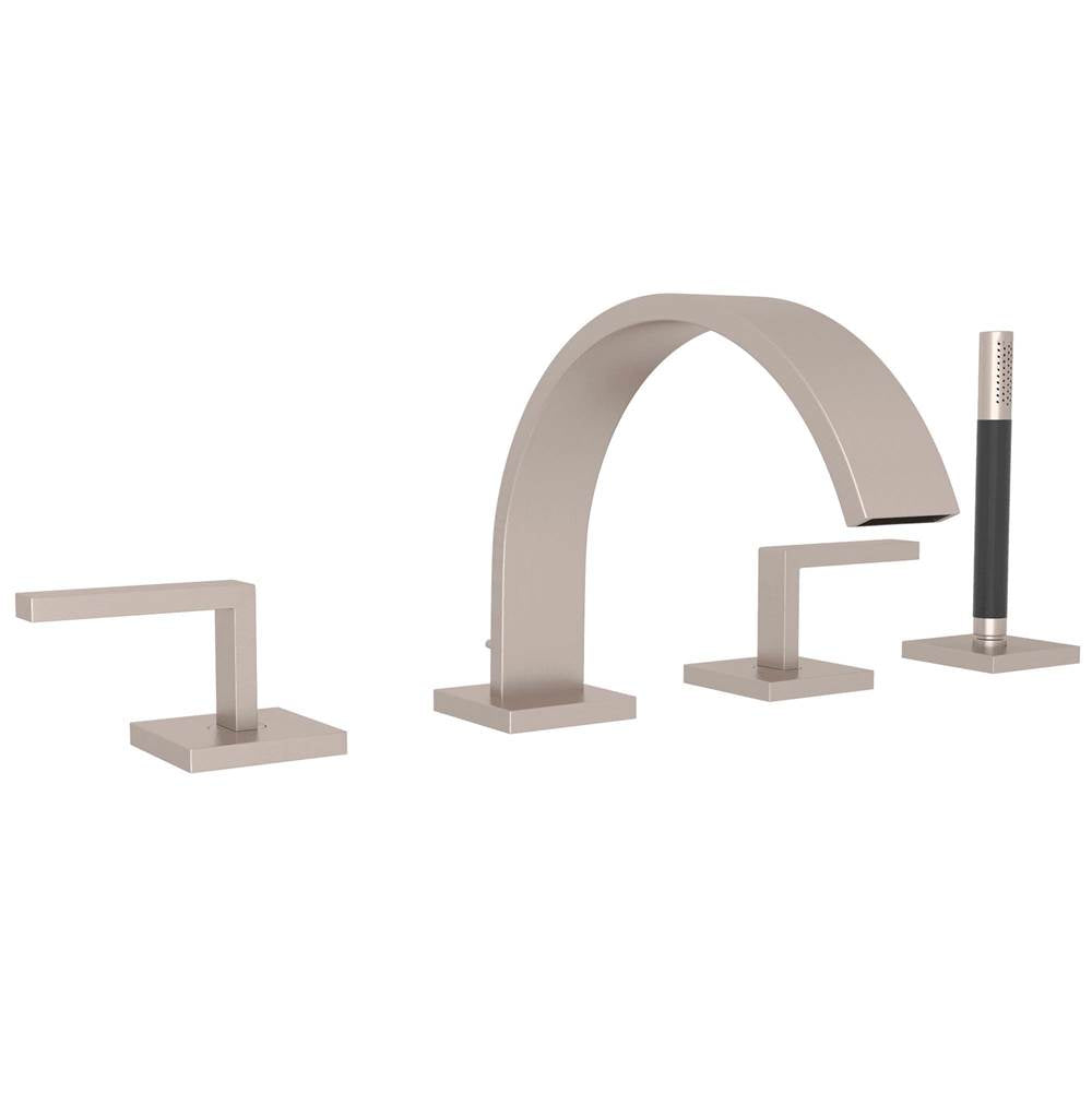 ROHL WA26L-STN Wave 4-Hole Deck Mount Tub Filler In Satin Nickel
