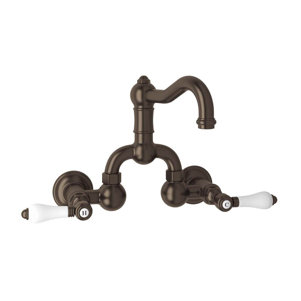 ROHL A1418LPTCB-2 Acqui Wall Mount Bridge Lavatory Faucet With Column Spout In Tuscan Brass