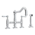 ROHL A1458LMWSAPC-2 Acqui Bridge Kitchen Faucet With Side Spray In Polished Chrome