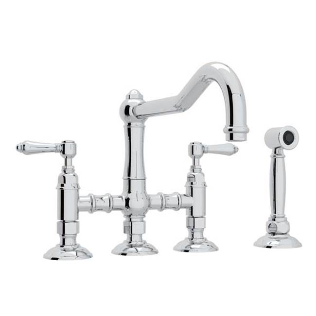 ROHL A1458LMWSAPC-2 Acqui Bridge Kitchen Faucet With Side Spray In Polished Chrome