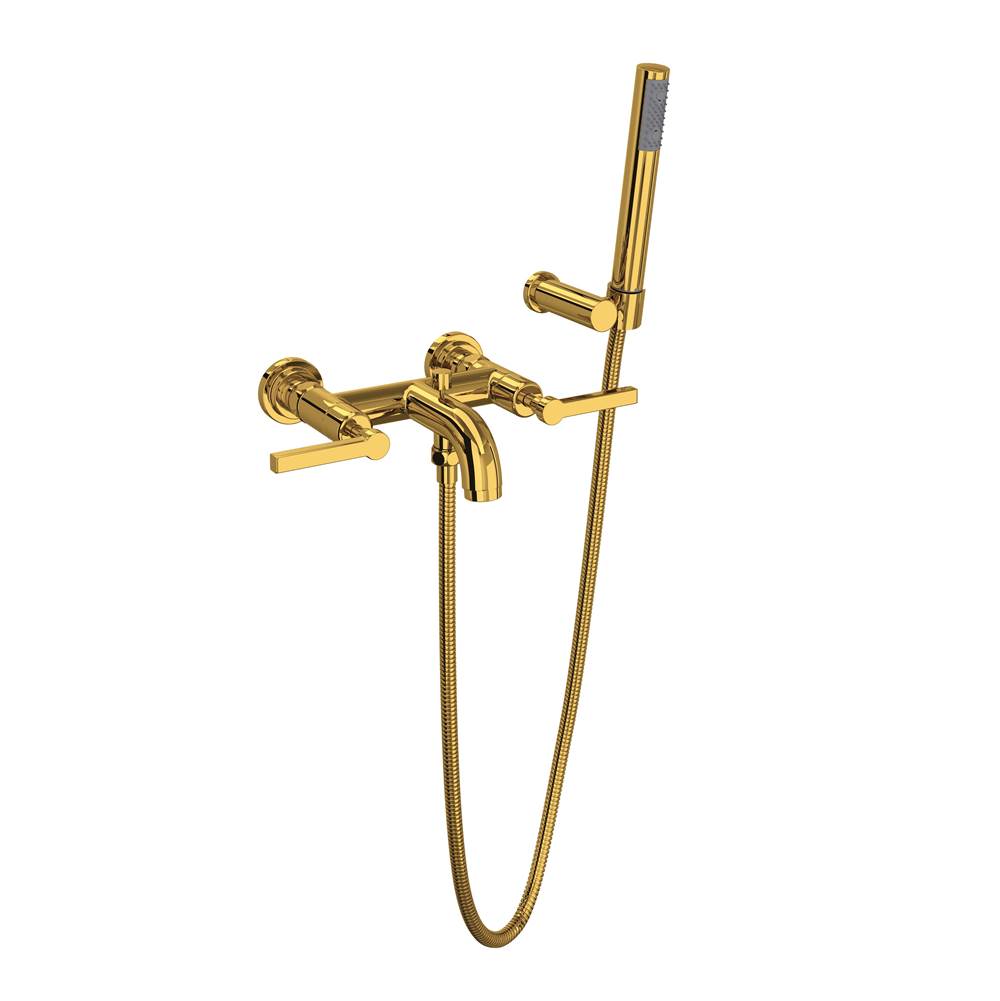 ROHL A2202LMULB Lombardia Exposed Wall Mount Tub Filler In Unlacquered Brass