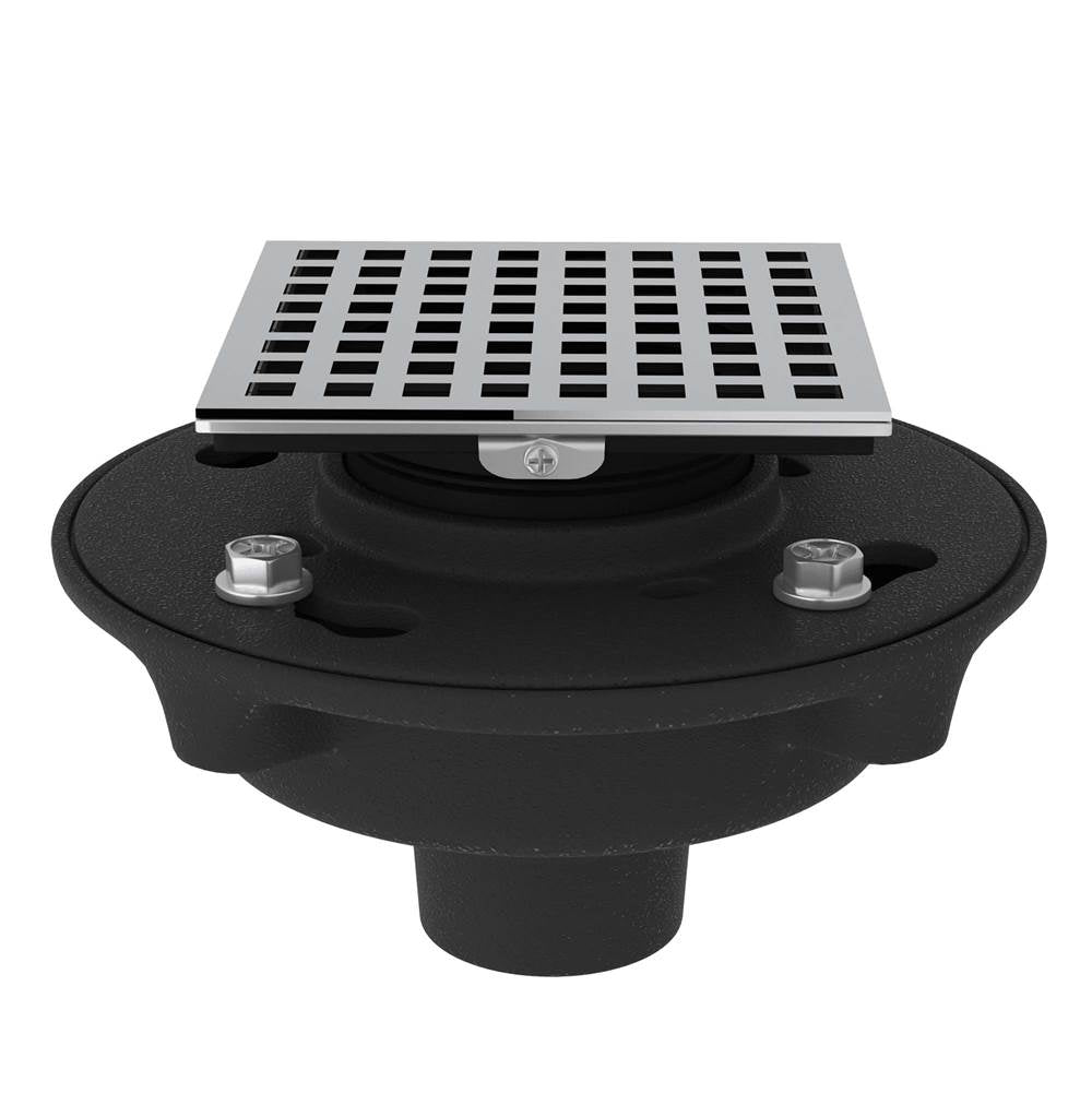 ROHL SDCI2-3143APC Cast Iron 2" No Hub Drain Kit With 3143 Matrix Decorative Cover In Polished Chrome