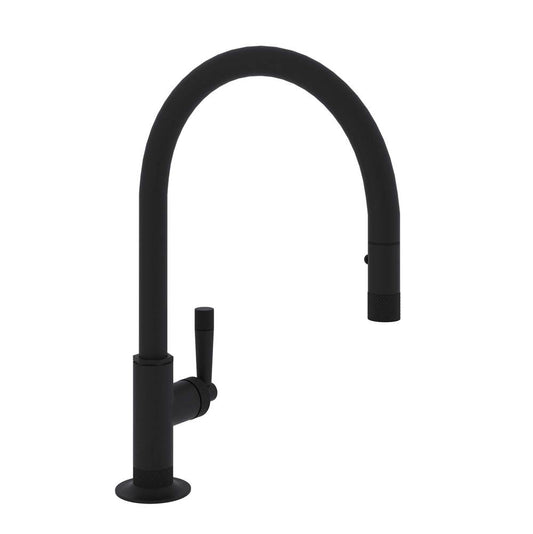 ROHL MB7930LMMB-2 Graceline Pull-Down Kitchen Faucet With C-Spout In Matte Black