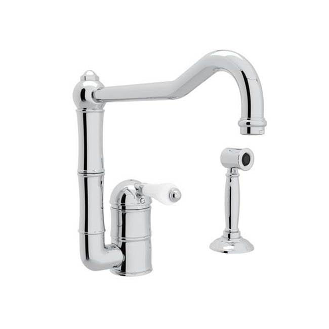 ROHL A3608/11LPWSAPC-2 Acqui Extended Spout Kitchen Faucet With Side Spray In Polished Chrome