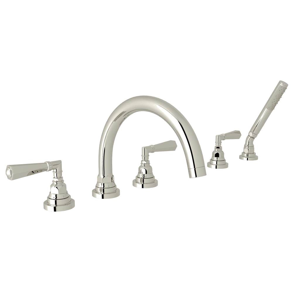 ROHL A2314LMPN San Giovanni 5-Hole Deck Mount Tub Filler In Polished Nickel