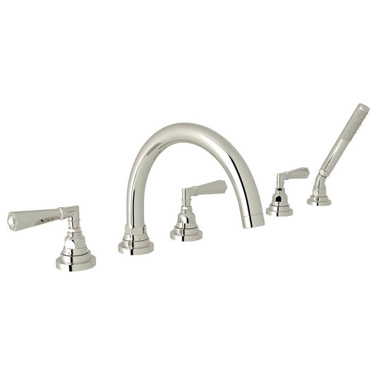 ROHL A2314LMPN San Giovanni 5-Hole Deck Mount Tub Filler In Polished Nickel