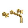 ROHL A2207XMULBTO-2 Lombardia Wall Mount Lavatory Faucet In Unlacquered Brass