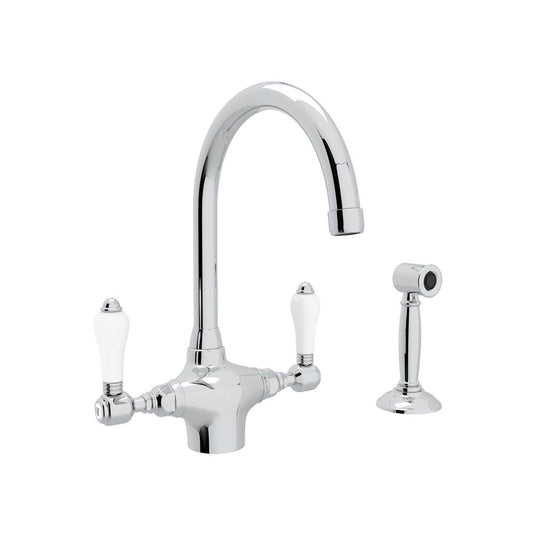 ROHL A1676LPWSAPC-2 San Julio Two Handle Kitchen Faucet With Side Spray In Polished Chrome