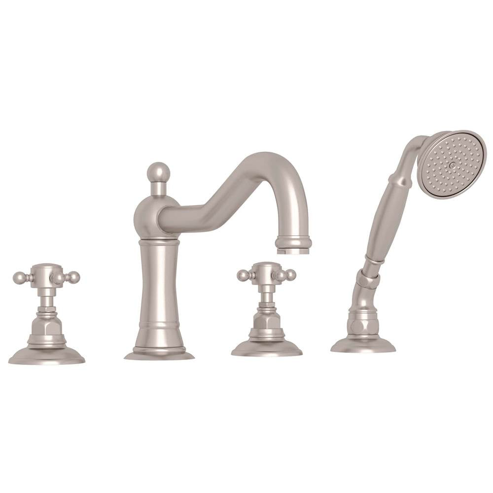 ROHL A1404XMSTN Acqui 4-Hole Deck Mount Tub Filler In Satin Nickel