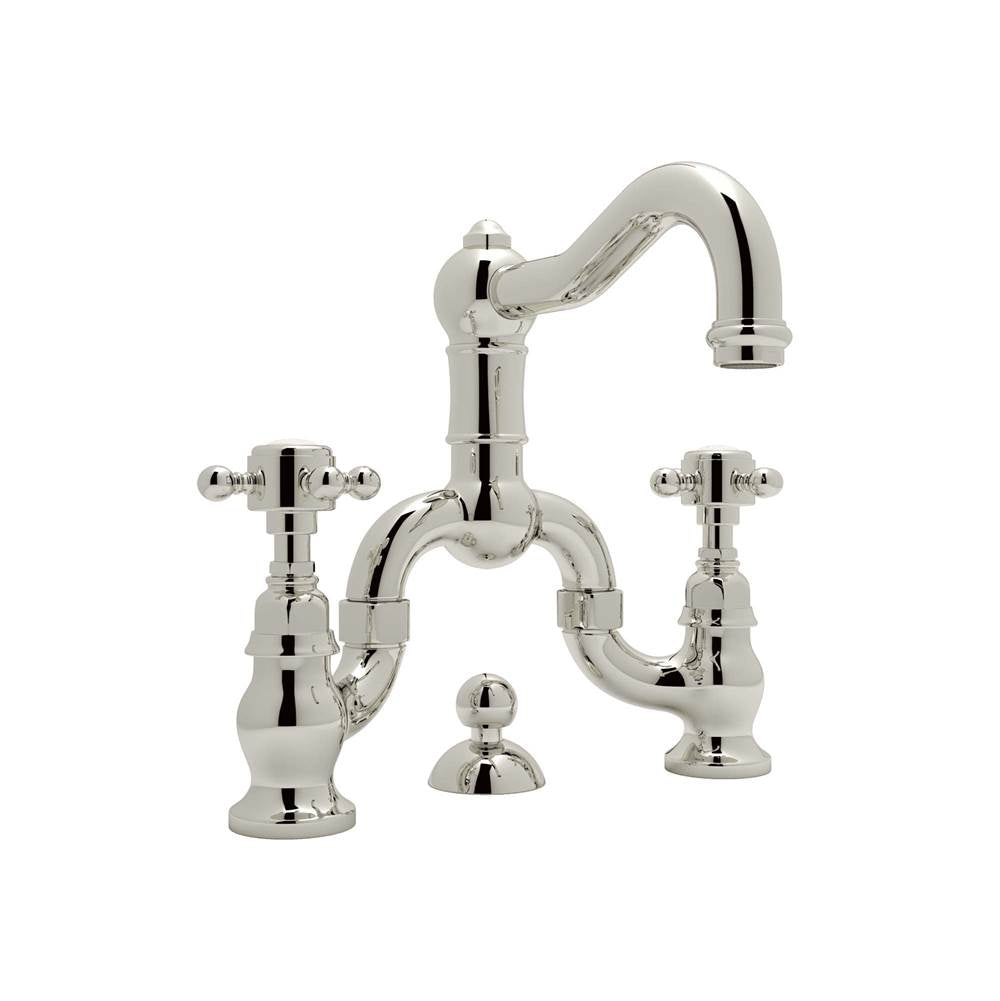 ROHL A1419XMPN-2 Acqui Bridge Lavatory Faucet In Polished Nickel