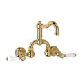 ROHL A1418LPIB-2 Acqui Wall Mount Bridge Lavatory Faucet With Column Spout In Italian Brass