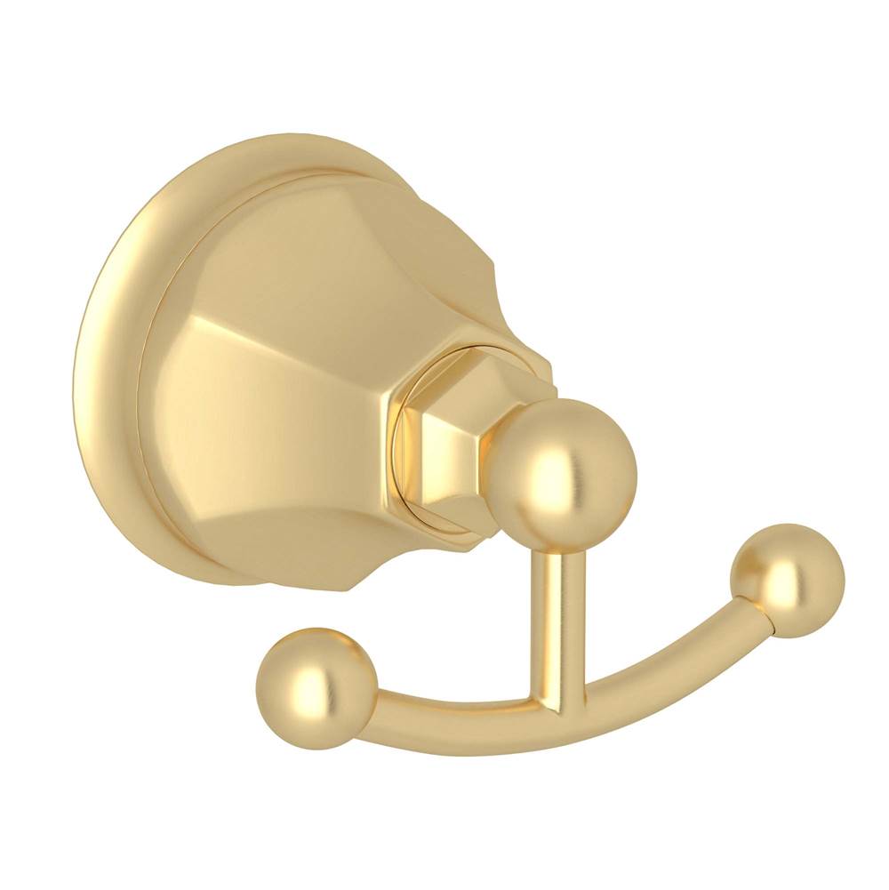 ROHL A6881SUB Palladian Double Robe Hook In Satin Unlacquered Brass
