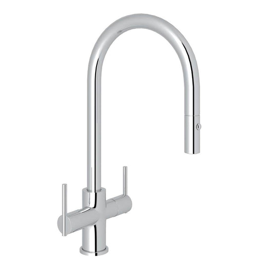 ROHL CY657L-APC-2 Pirellone Two Handle Pull-Down Kitchen Faucet In Polished Chrome