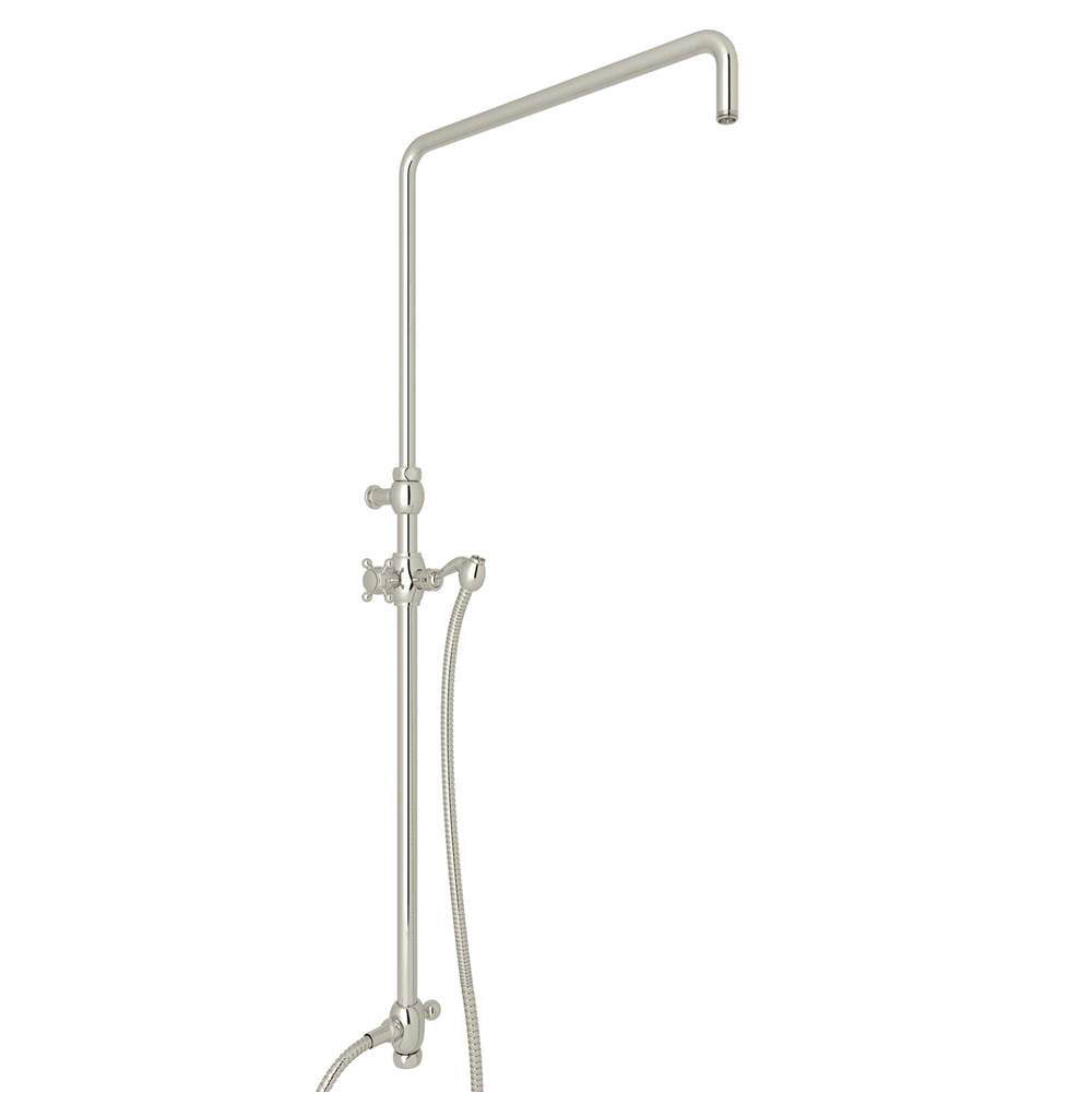 ROHL 1560PN Riser With Diverter, Hose And Sliding Handshower Holder In Polished Nickel