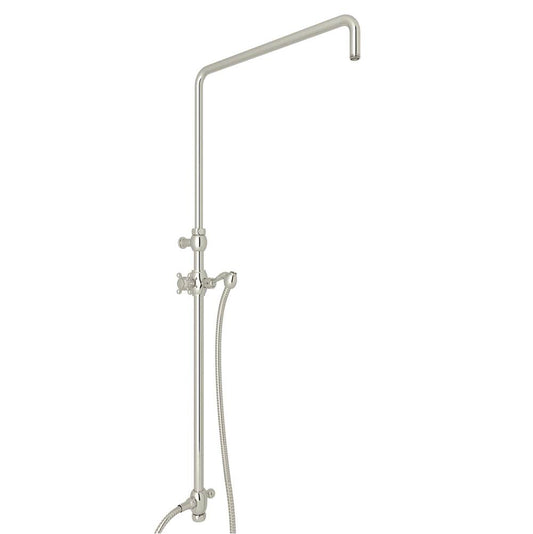 ROHL 1560PN Riser With Diverter, Hose And Sliding Handshower Holder In Polished Nickel