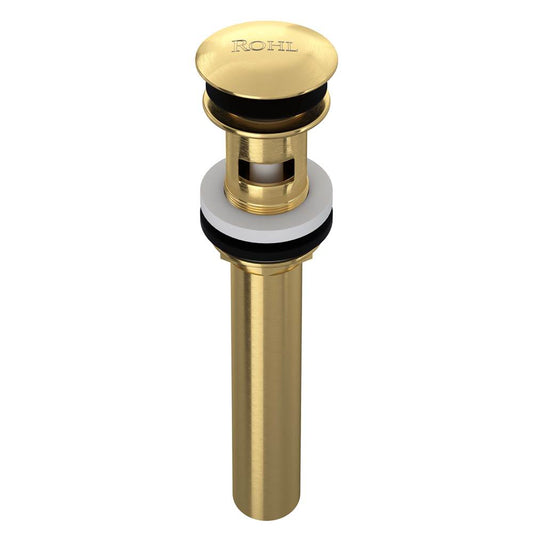 ROHL 5447SUB Push Drain With Overflow In Satin Unlacquered Brass