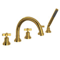 ROHL A2214XMULB Lombardia 5-Hole Deck Mount Tub Filler With C-Spout In Unlacquered Brass