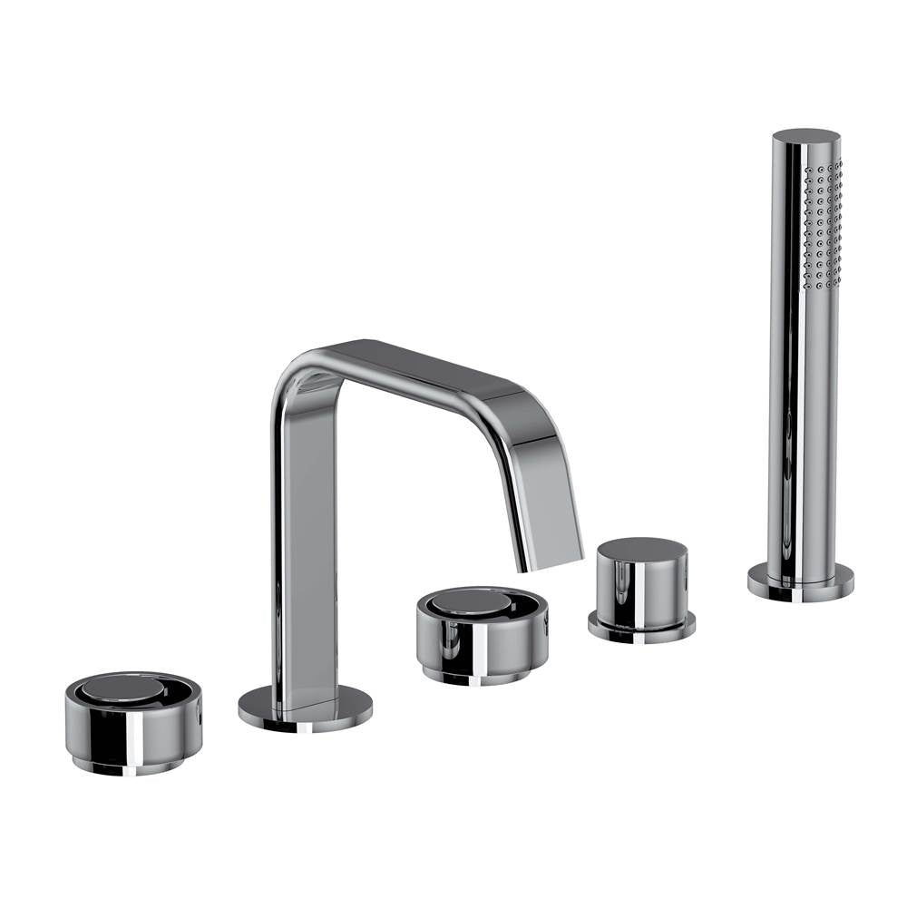 ROHL EC05D5IWAPC Eclissi 5-Hole Deck Mount Tub Filler With U-Spout In Polished Chrome