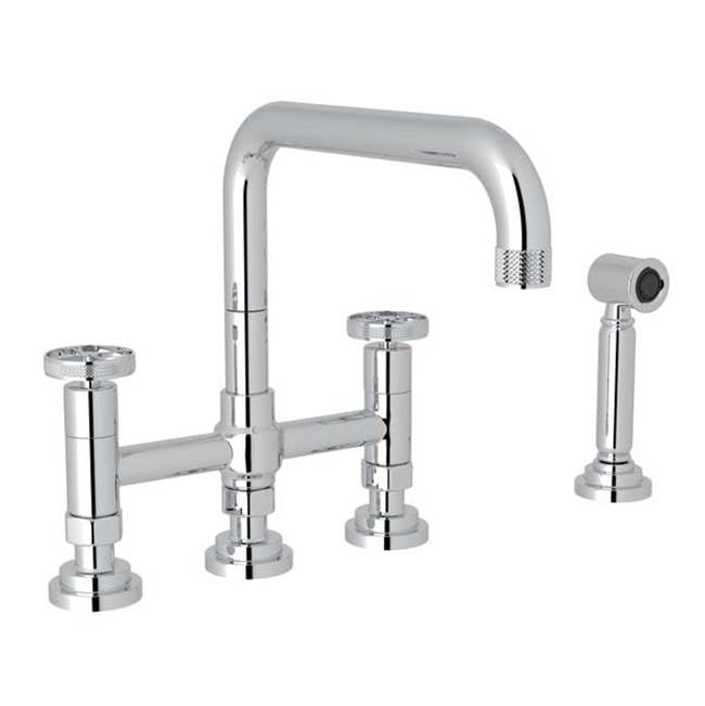 ROHL A3358IWWSAPC-2 Campo Bridge Kitchen Faucet With Side Spray In Polished Chrome