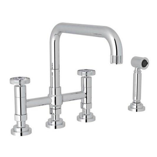 ROHL A3358IWWSAPC-2 Campo Bridge Kitchen Faucet With Side Spray In Polished Chrome