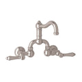 ROHL A1418LMSTN-2 Acqui Wall Mount Bridge Lavatory Faucet With Column Spout In Satin Nickel