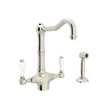 ROHL A1679LPWSPN-2 Acqui Two Handle Kitchen Faucet With Side Spray In Polished Nickel