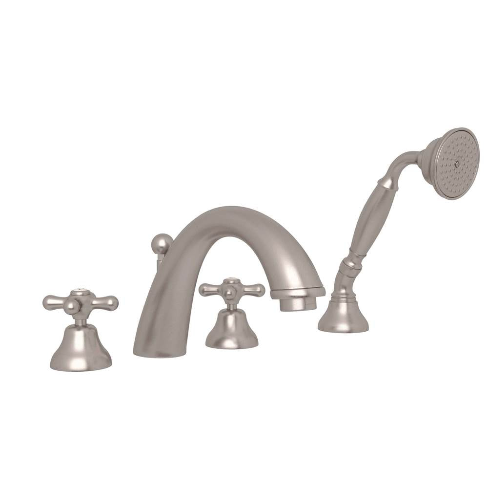 ROHL A2764XMSTN Verona 4-Hole Deck Mount Tub Filler In Satin Nickel
