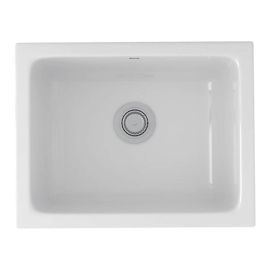 ROHL 6347-00 Allia 24" Fireclay Single Bowl Undermount Kitchen Or Laundry Sink In White