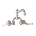 ROHL A1418LPSTN-2 Acqui Wall Mount Bridge Lavatory Faucet With Column Spout In Satin Nickel
