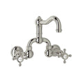 ROHL A1418XMPN-2 Acqui Wall Mount Bridge Lavatory Faucet With Column Spout In Polished Nickel