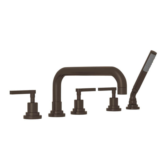 ROHL A2224LMTCB Lombardia 5-Hole Deck Mount Tub Filler With U-Spout In Tuscan Brass
