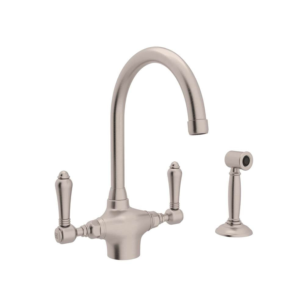 ROHL A1676LMWSSTN-2 San Julio Two Handle Kitchen Faucet With Side Spray In Satin Nickel