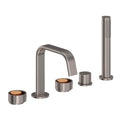 ROHL EC05D5IWSNG Eclissi 5-Hole Deck Mount Tub Filler With U-Spout In Satin Nickel/Satin Gold