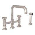 ROHL A3358IWWSSTN-2 Campo Bridge Kitchen Faucet With Side Spray In Satin Nickel