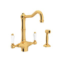 ROHL A1679LPWSIB-2 Acqui Two Handle Kitchen Faucet With Side Spray In Italian Brass