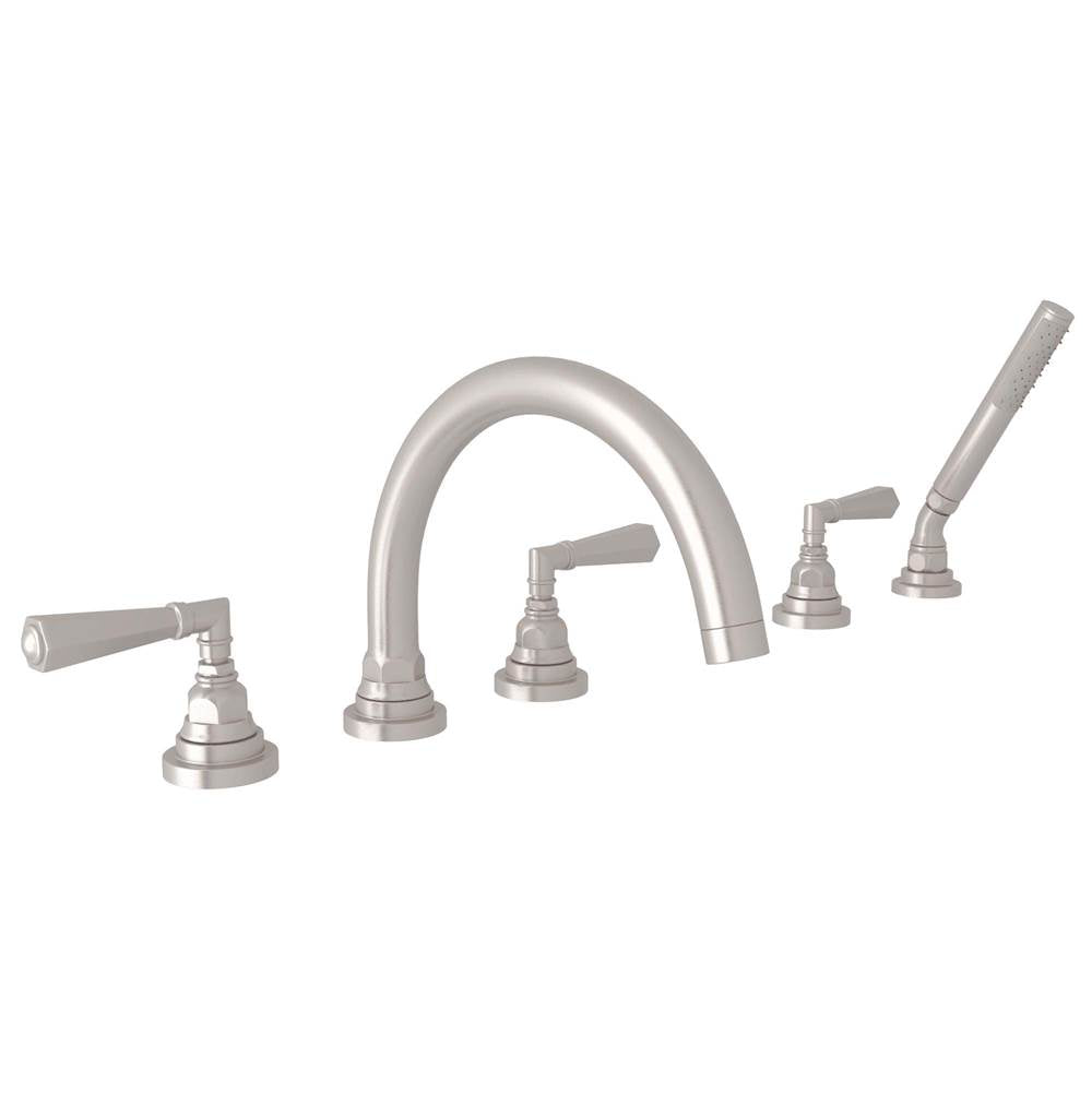 ROHL A2314LMSTN San Giovanni 5-Hole Deck Mount Tub Filler In Satin Nickel