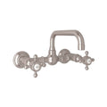 ROHL A1423XMSTN-2 Acqui Wall Mount Bridge Lavatory Faucet With U-Spout In Satin Nickel