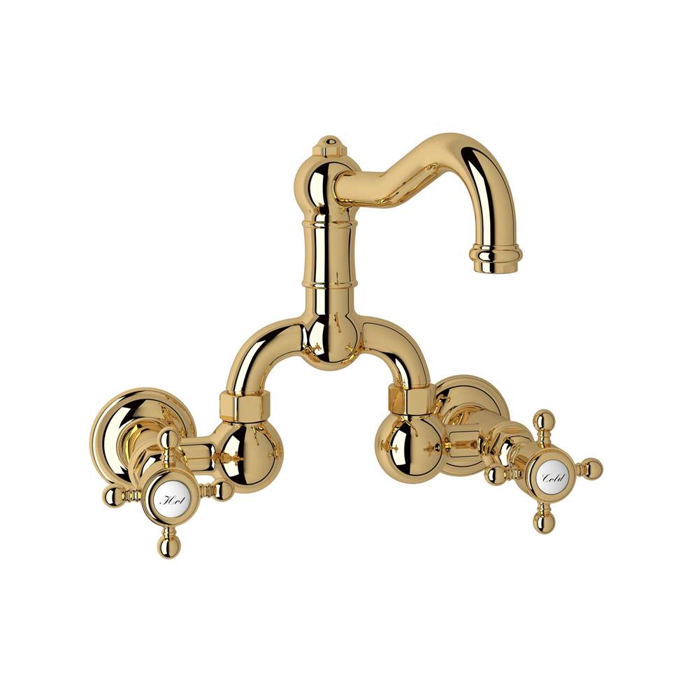 ROHL A1418XMIB-2 Acqui Wall Mount Bridge Lavatory Faucet With Column Spout In Italian Brass