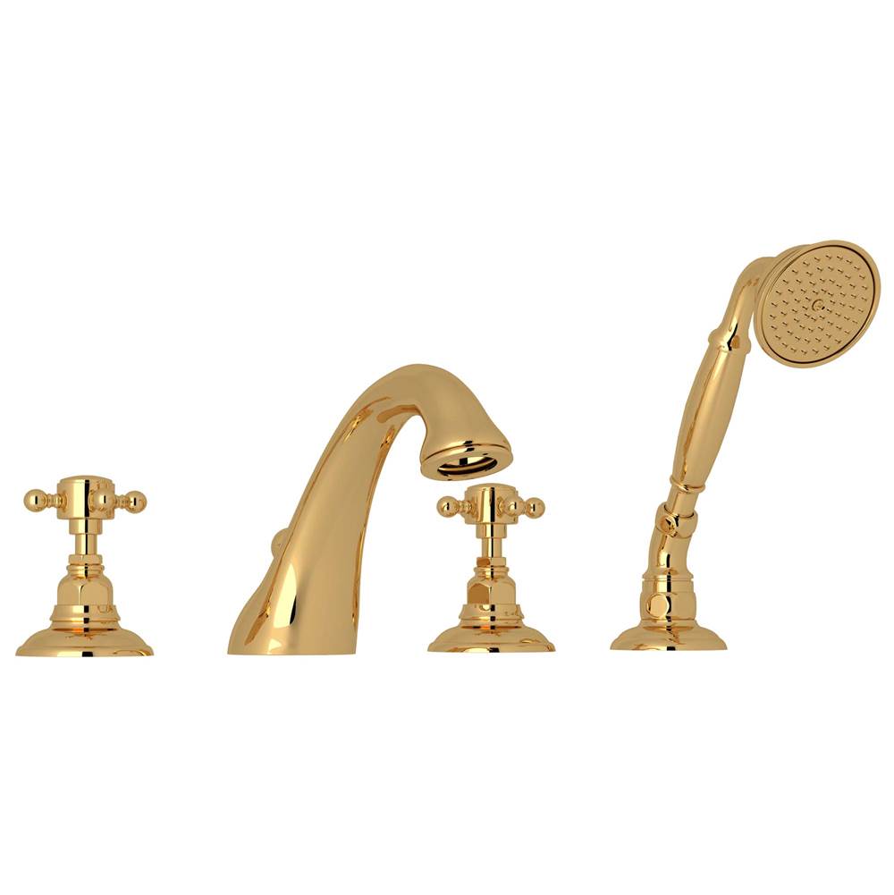 ROHL A1464XMIB Viaggio 4-Hole Deck Mount Tub Filler In Italian Brass