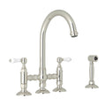 ROHL A1461LPWSPN-2 San Julio Bridge Kitchen Faucet With Side Spray In Polished Nickel