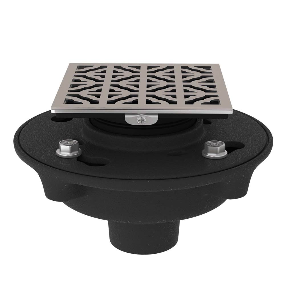 ROHL SDCI2-3146STN Cast Iron 2" No Hub Drain Kit With 3146 Petal Decorative Cover In Satin Nickel