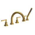 ROHL A2214LMULB Lombardia 5-Hole Deck Mount Tub Filler With C-Spout In Unlacquered Brass