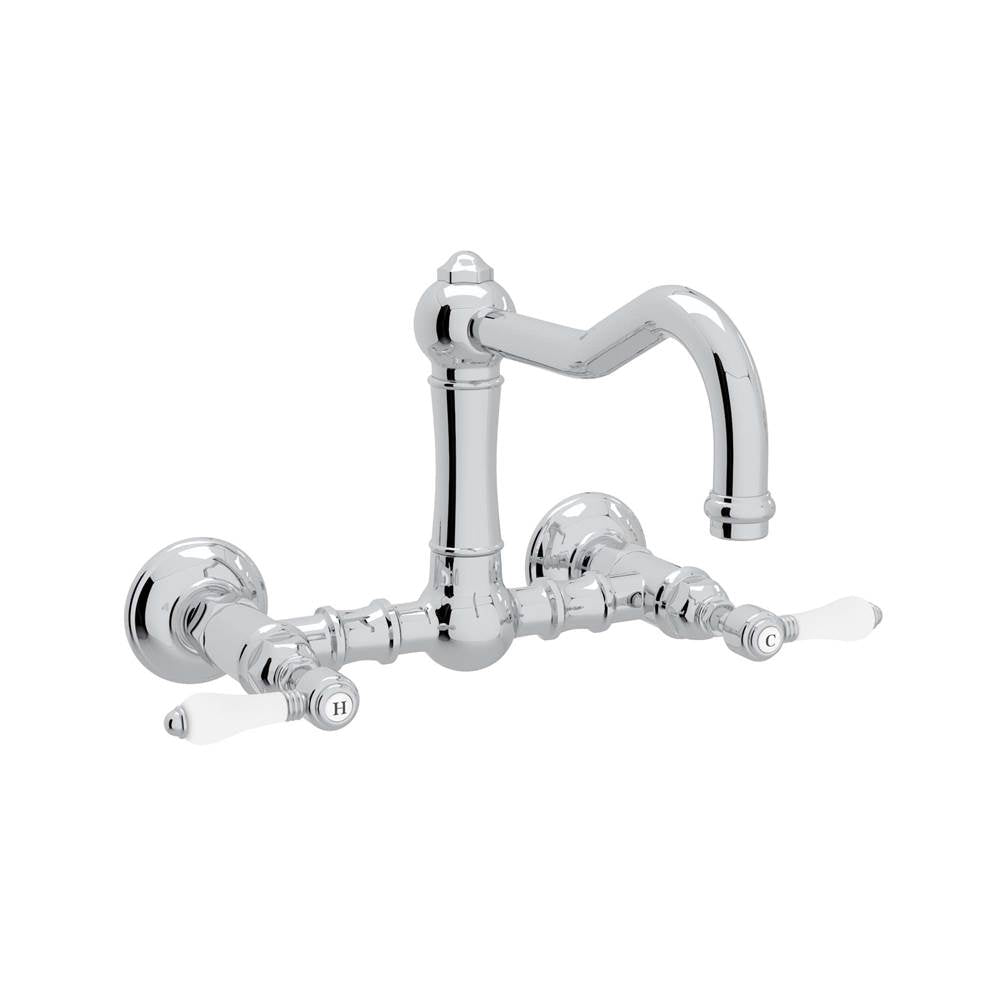 ROHL A1456LPAPC-2 Acqui Wall Mount Bridge Kitchen Faucet With Column Spout In Polished Chrome